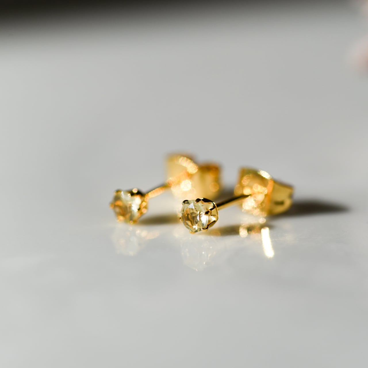 宝石質✨レモンクォーツ ロゼット コンケーブ ソレイユ ピアス 14kgf