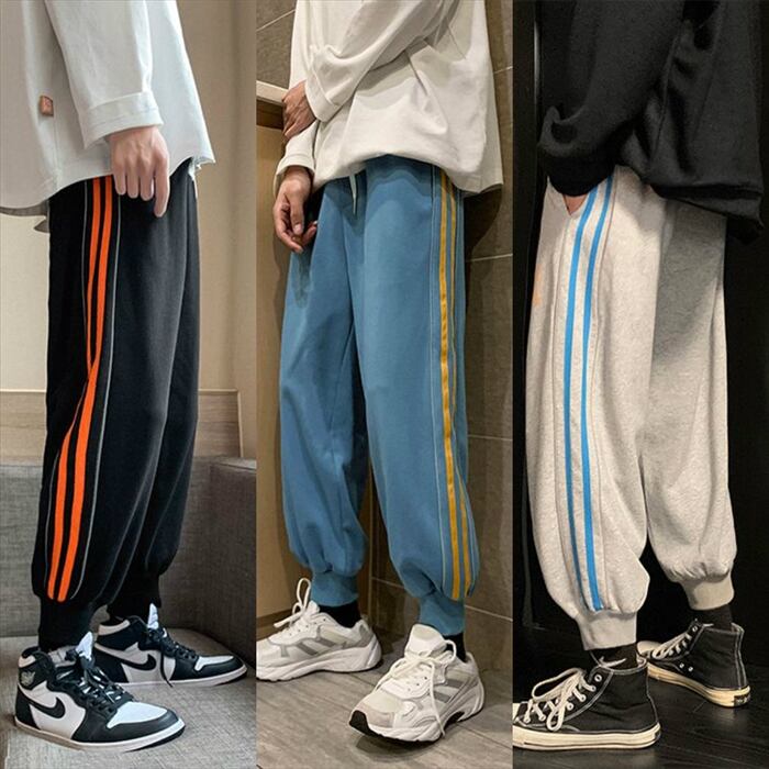 サイドライン アンクル丈 スウェットパンツ ゆったり 裾ゴム サイドライン アンクル丈 スウェットパンツ ゆったり 裾ゴム