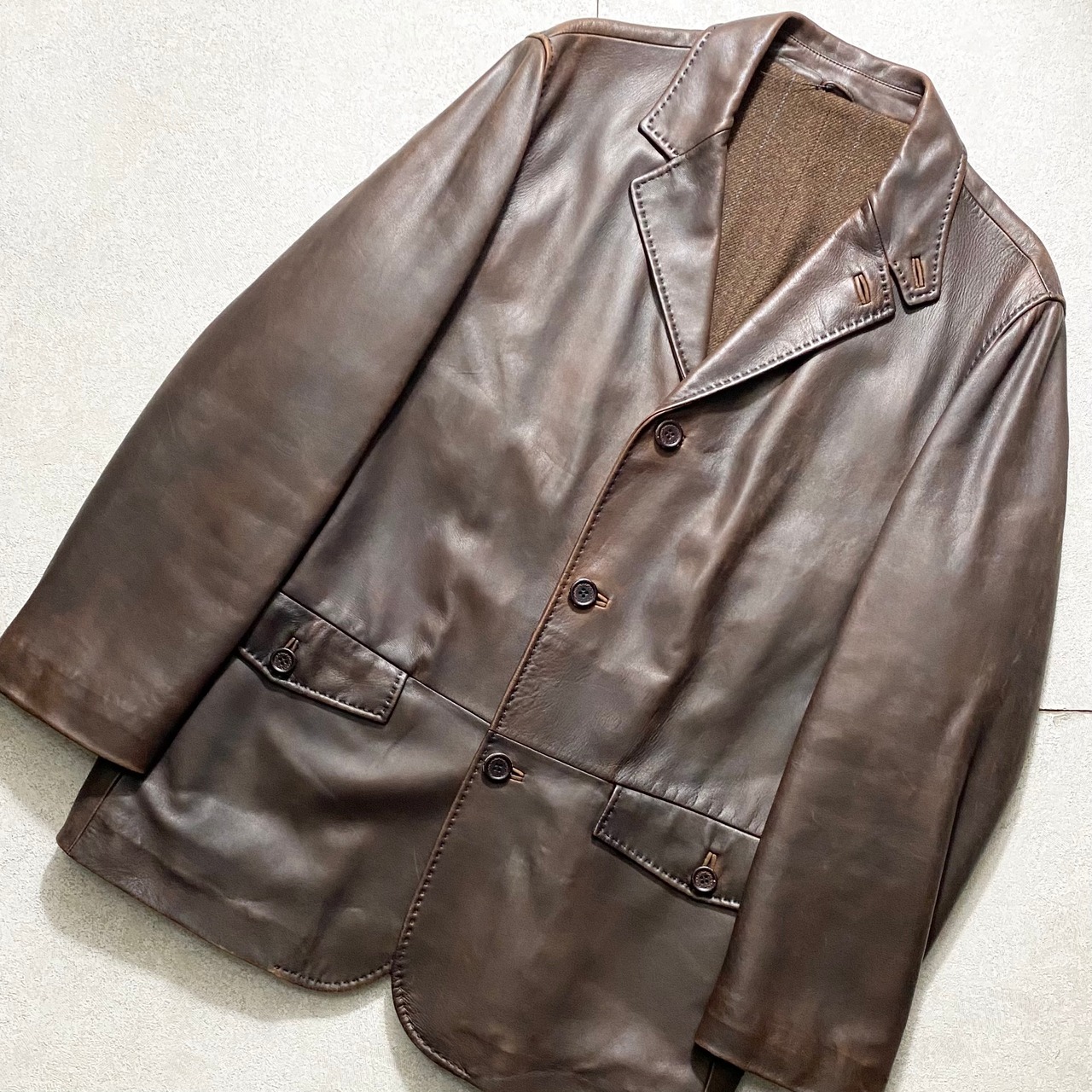 ERMENEGILDO ZEGNA leather tailored jacket