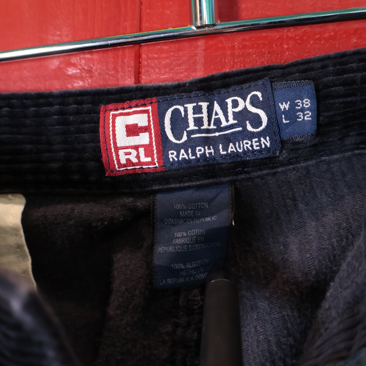 90s CHAPS RALPH LAUREN 2タックコーデュロイパンツ　黒　W38