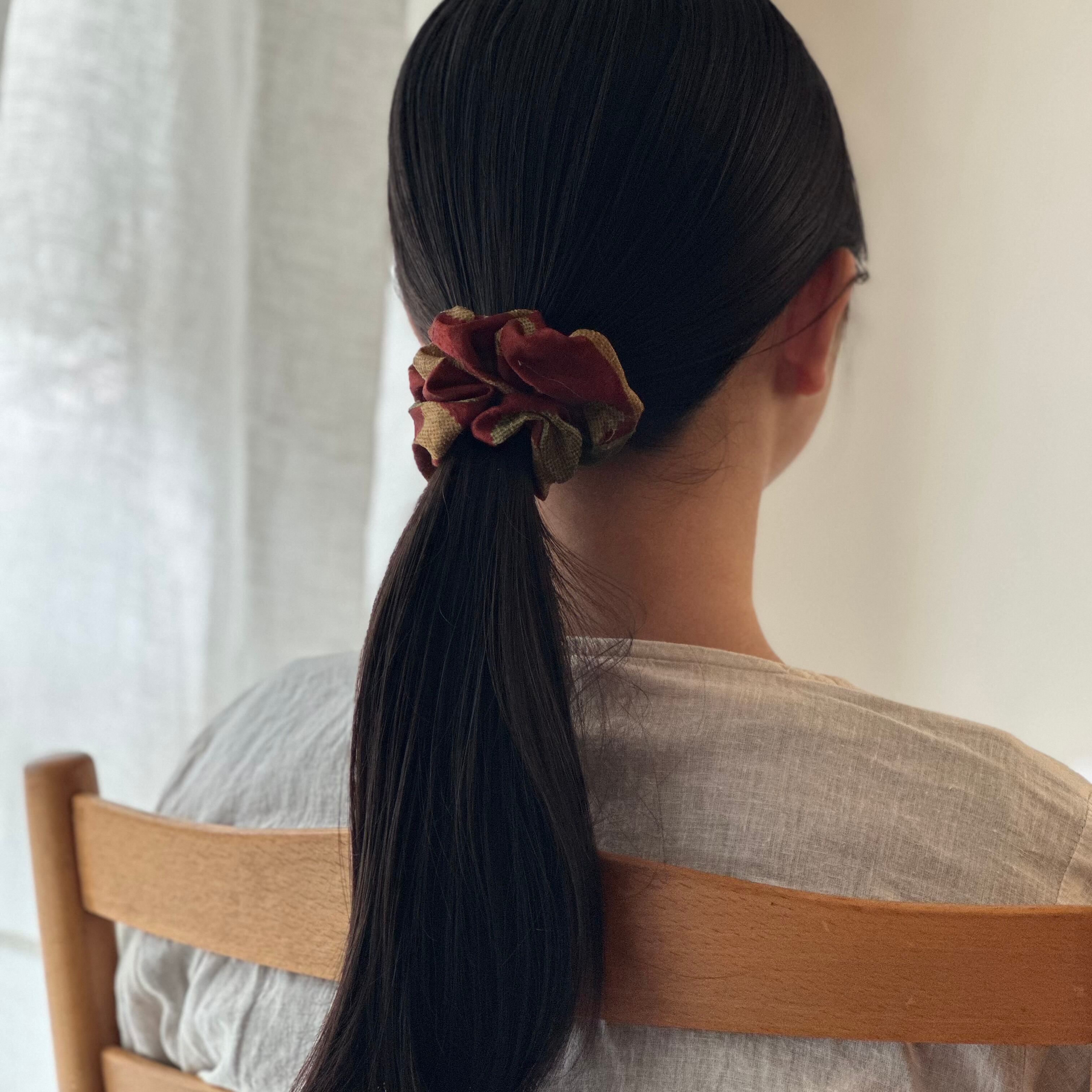 No.12 | リサイクルサリー シュシュ＆ミニ三角スカーフ | HEIRLOOM