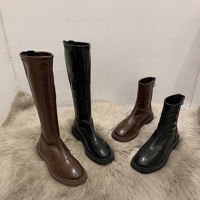 スキニーブーツアンクルウィンターカラーバックジッパー 靴 シューズ 冬物 ピュア フェイクシューズ65916621722