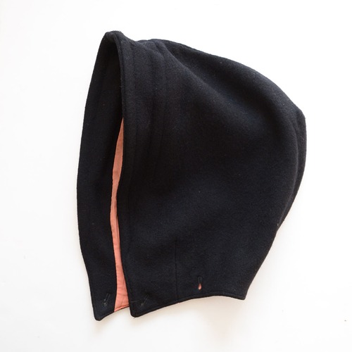 大正〜昭和初期 黒ウール マント関連 フード ジャパンヴィンテージ 外套パーツ 古布 資料・リメイク素材