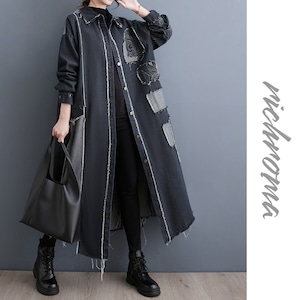 アシンメトリーデニムロングジャケット　R0410