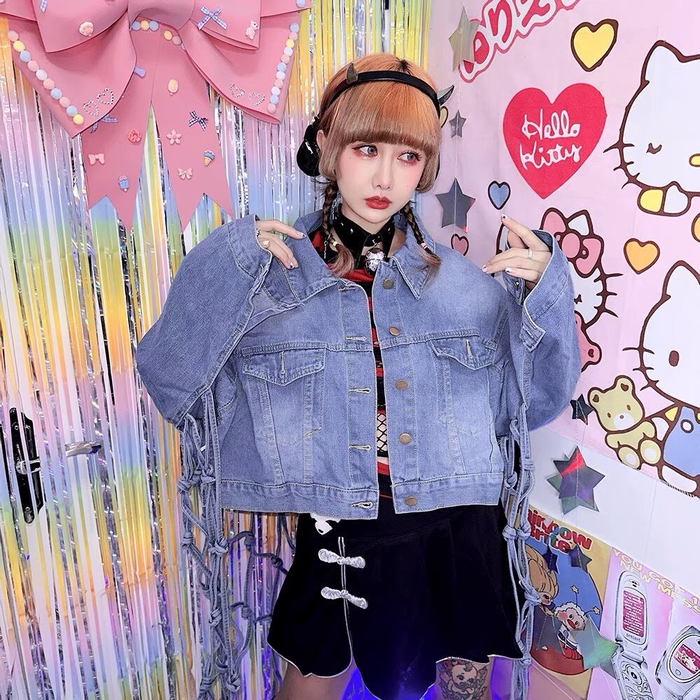 デニム ジャケット あみあみ 可愛い 原宿 渋谷 JK カジュアル