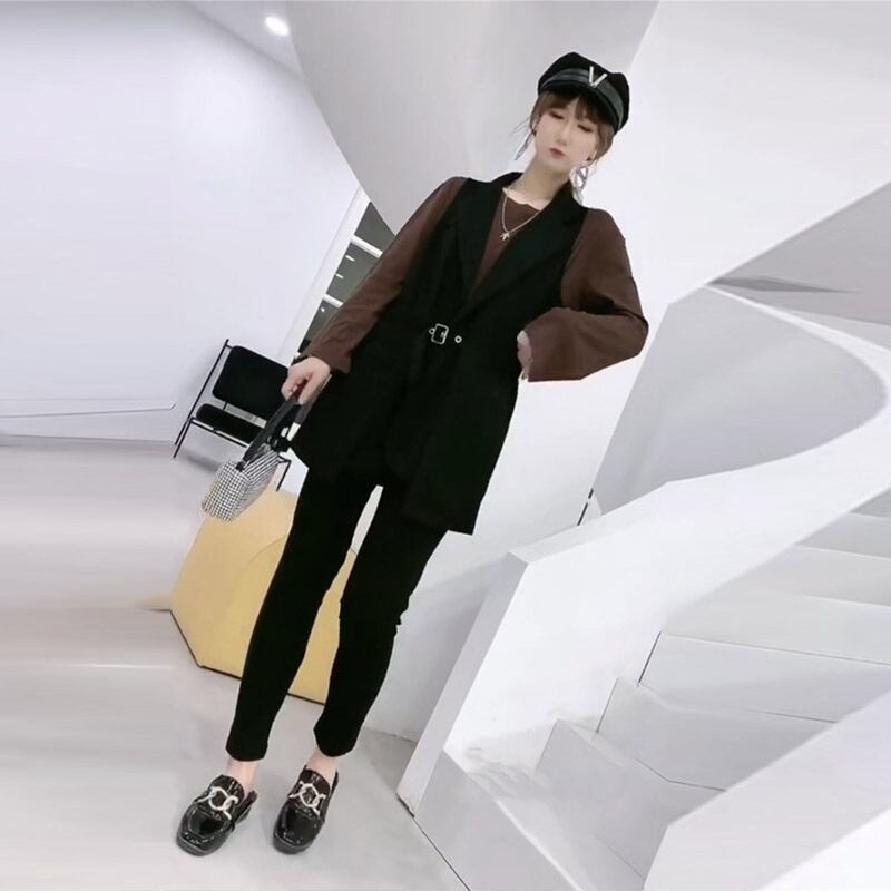 プラスサイズの女性の2020年秋新しい長袖Tシャツ女性ルーズで薄いウエスタンスタイルのオールマッチカジュアルジャケット女性チョッキ ミックスインファッション68990772874