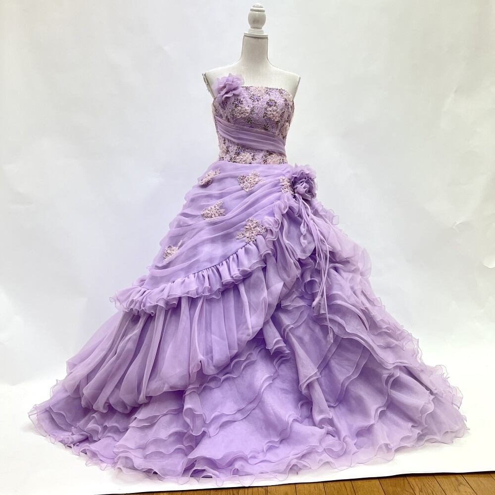 中古 カラードレス Aライン 紫 フリーサイズ 9-13号 C-373