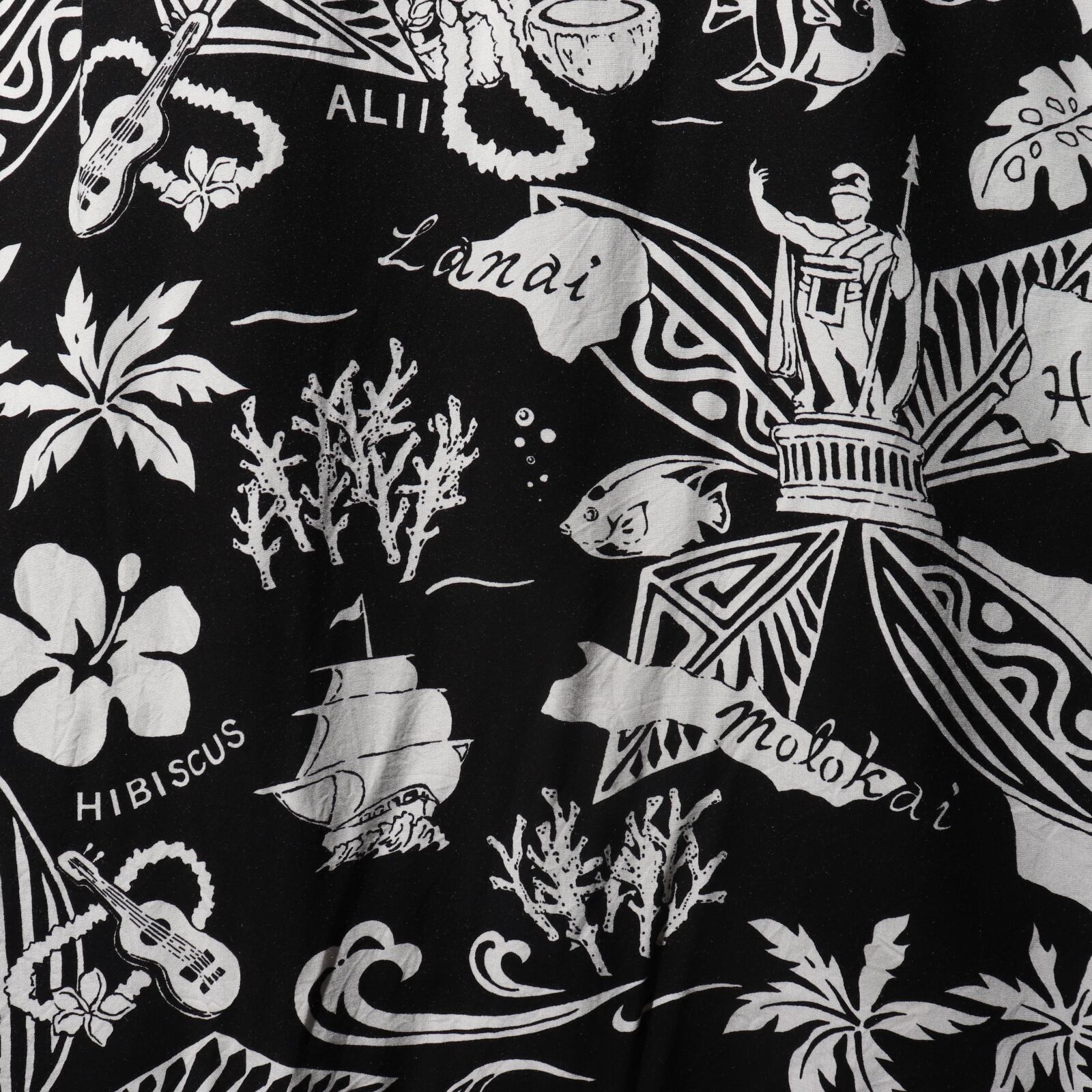 極美品 M レーヨン 総柄 黒 ポロラルフローレン 半袖開襟シャツ アロハ  