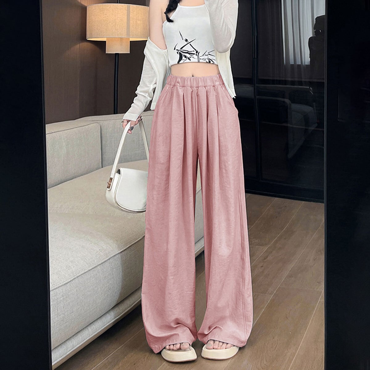 ワイドパンツ レディース 春夏 韓国 薄手 大人 カジュアル ゆったり 体型カバー リラックス イージーパンツ おしゃれ シンプル オフィスカジュアル 無地 大人可愛い 大人女子