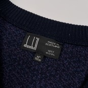 スコットランド製 dunhill ダンヒル 総柄 Vネック ウールニットセーター サイズ 40/102cm /メンズ/英国製/パープル/XY0026a