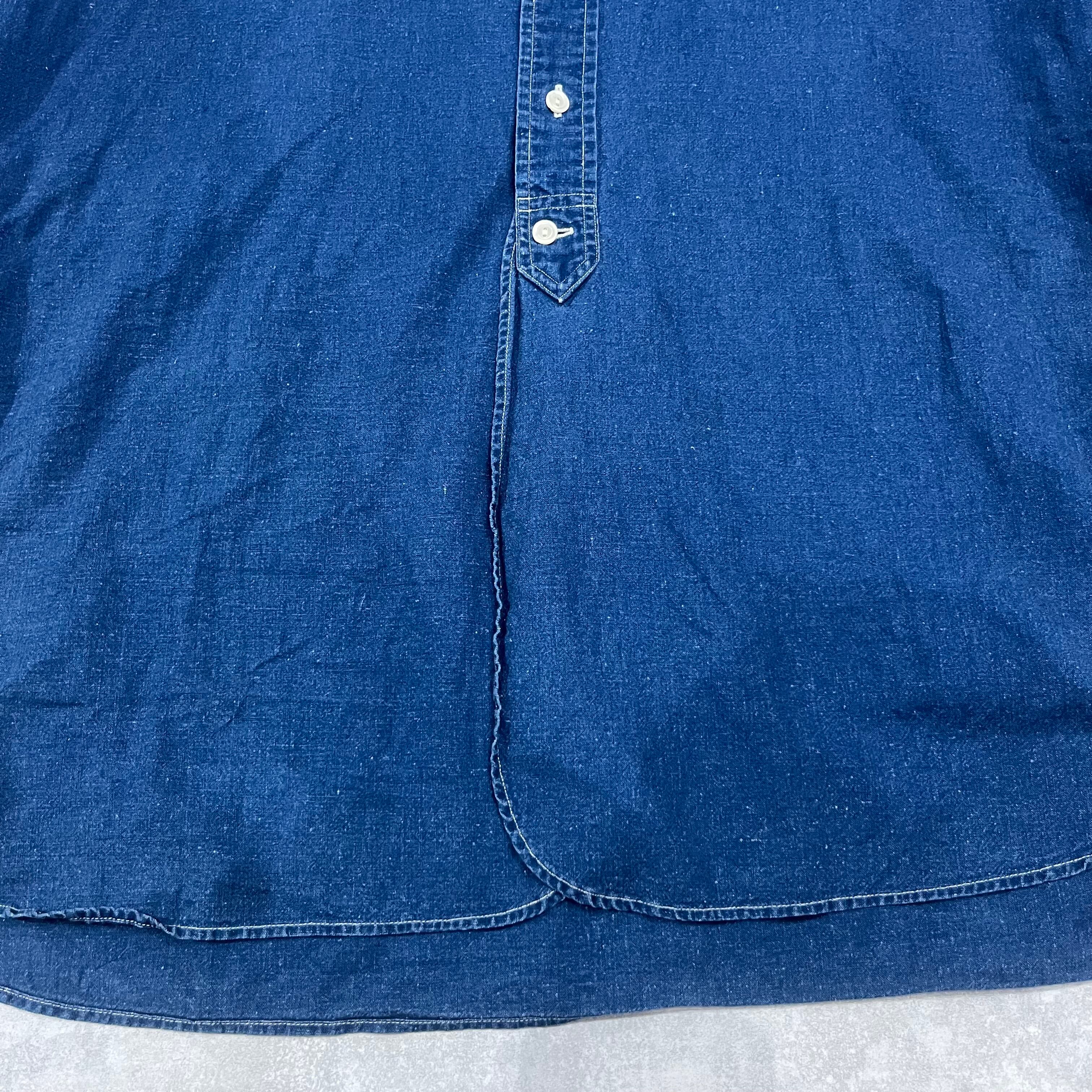 RRL 90s ノーカラーシャツ インディゴリネン 初期 3つ星 アメリカ製