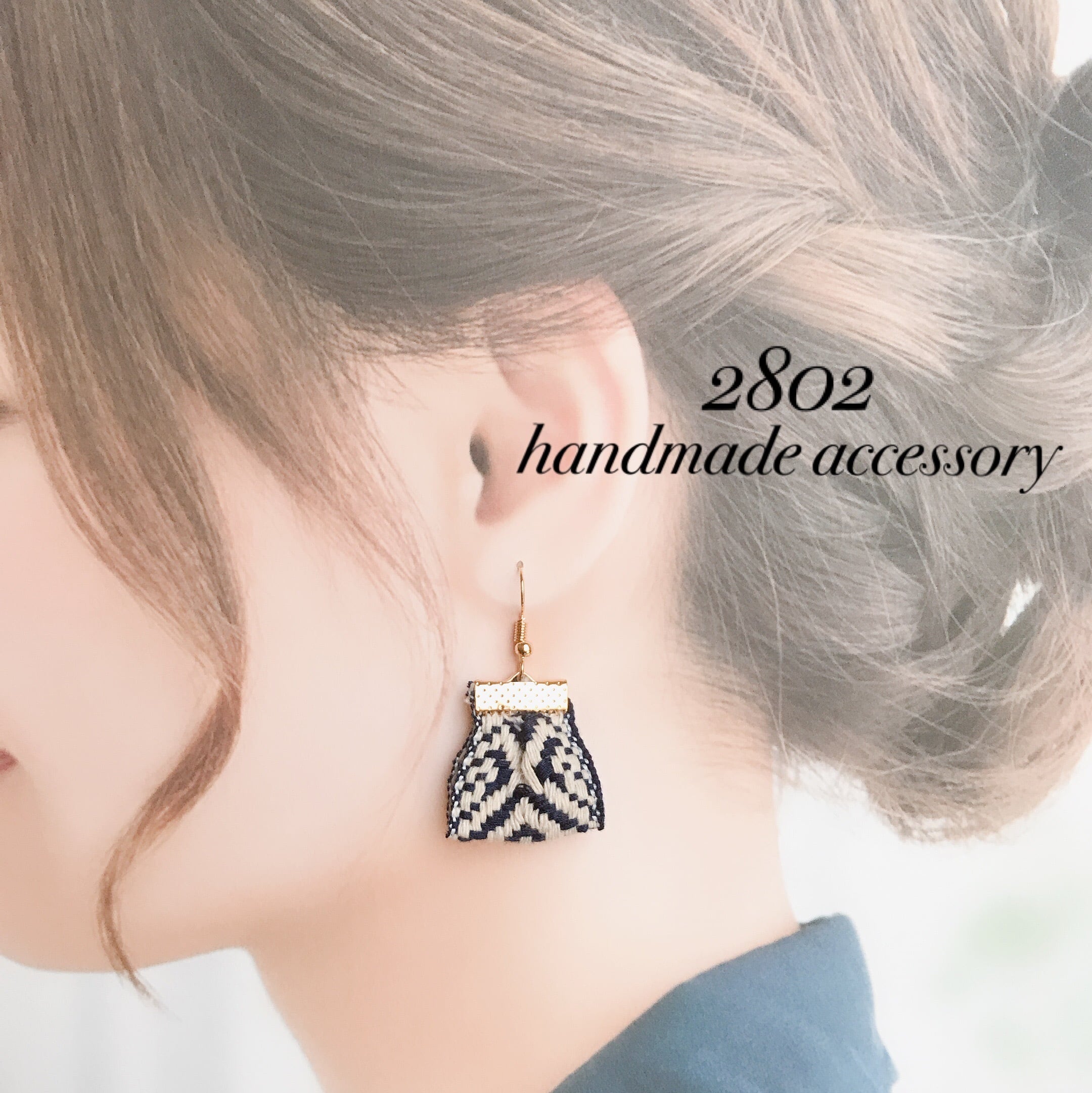 リボンタッセルピアス | handmade accessory 2802