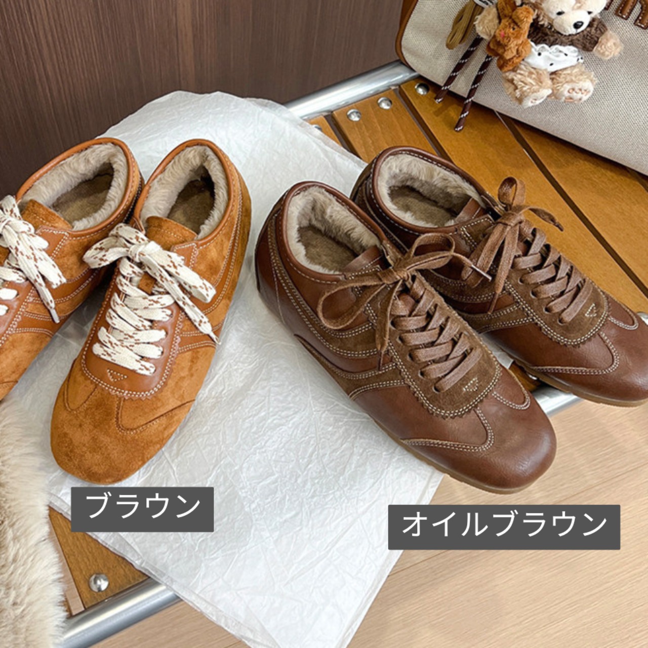 ボア付きローカットスニーカー 2color W10424