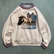 80s~90s USA製 ネイティブアメリカン スウェット トレーナー 白 古着