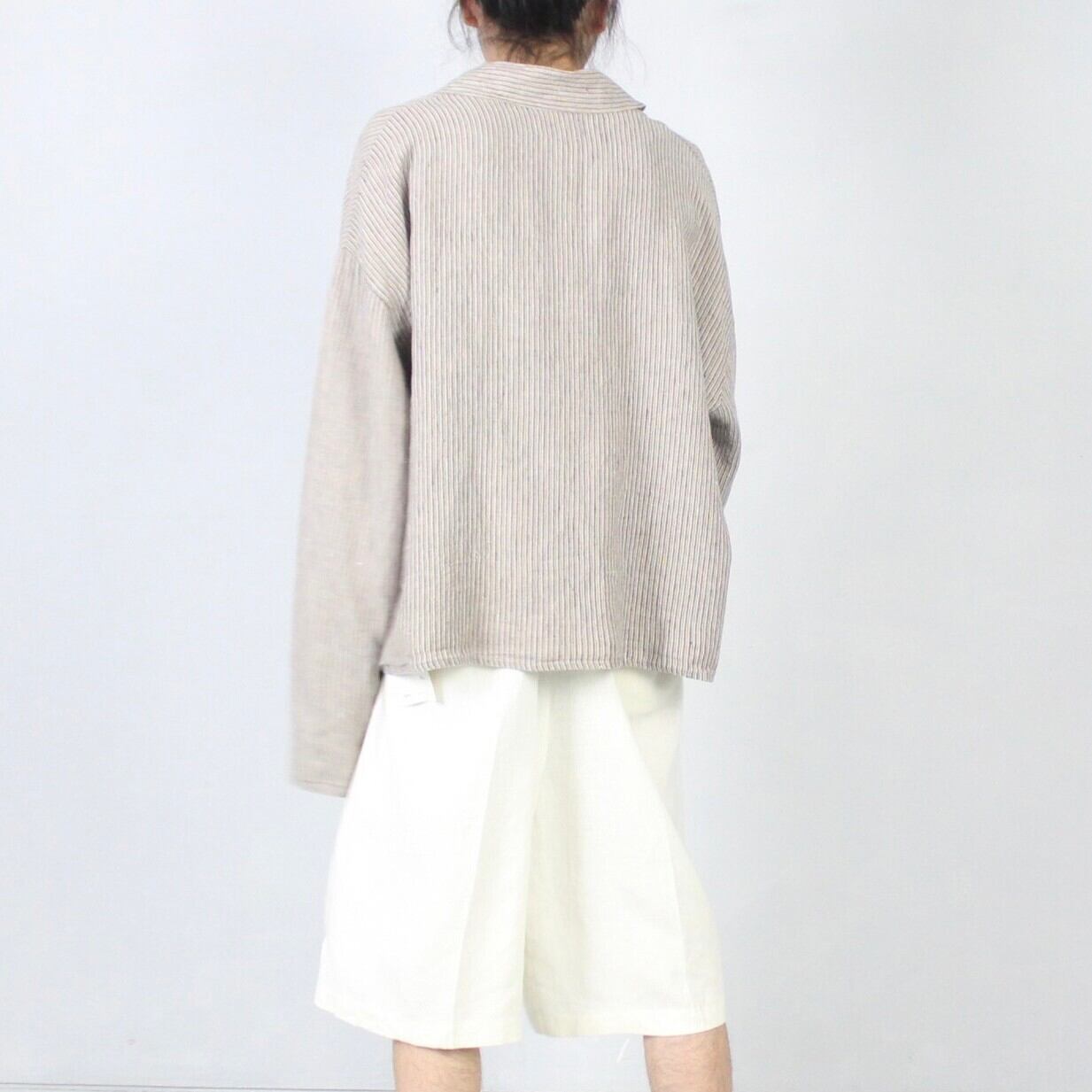 FLAX リネン プルオーバー FLAX ショート丈 フラックスリネン100% デザインカバーオール
