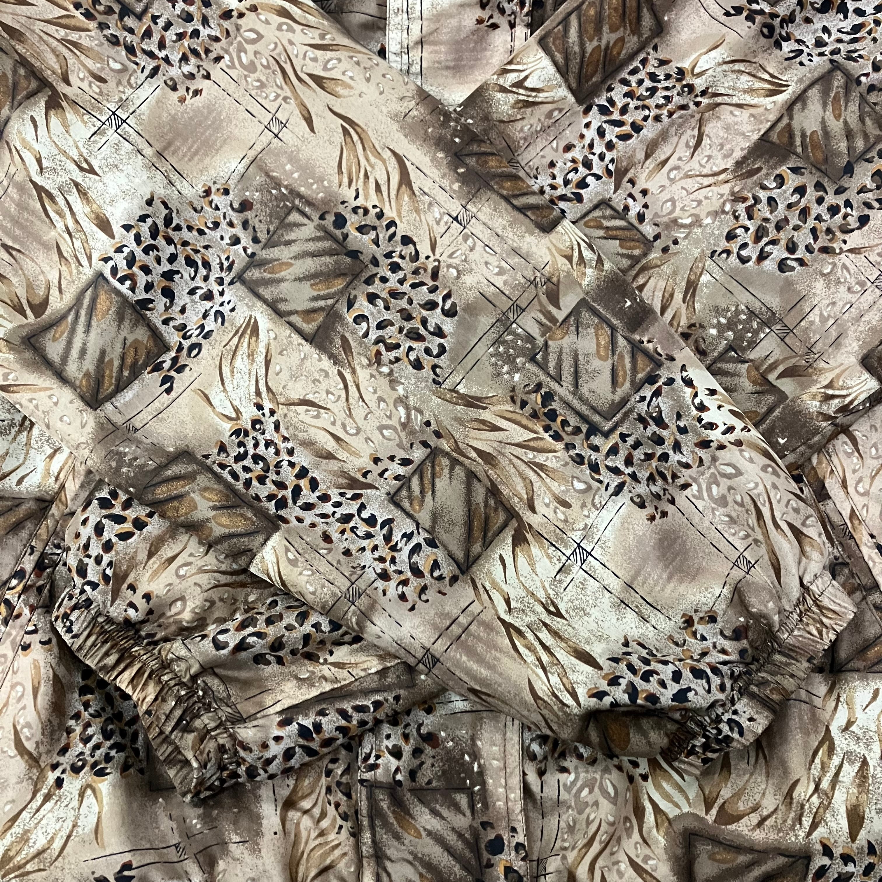 VINTAGE VITAL ZONE Leopard Pattern Silk 100% Zip Blouson Jacket