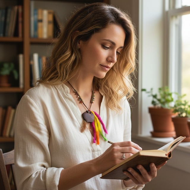 ウッドプレートネックレス（リンゴ・ハナ）