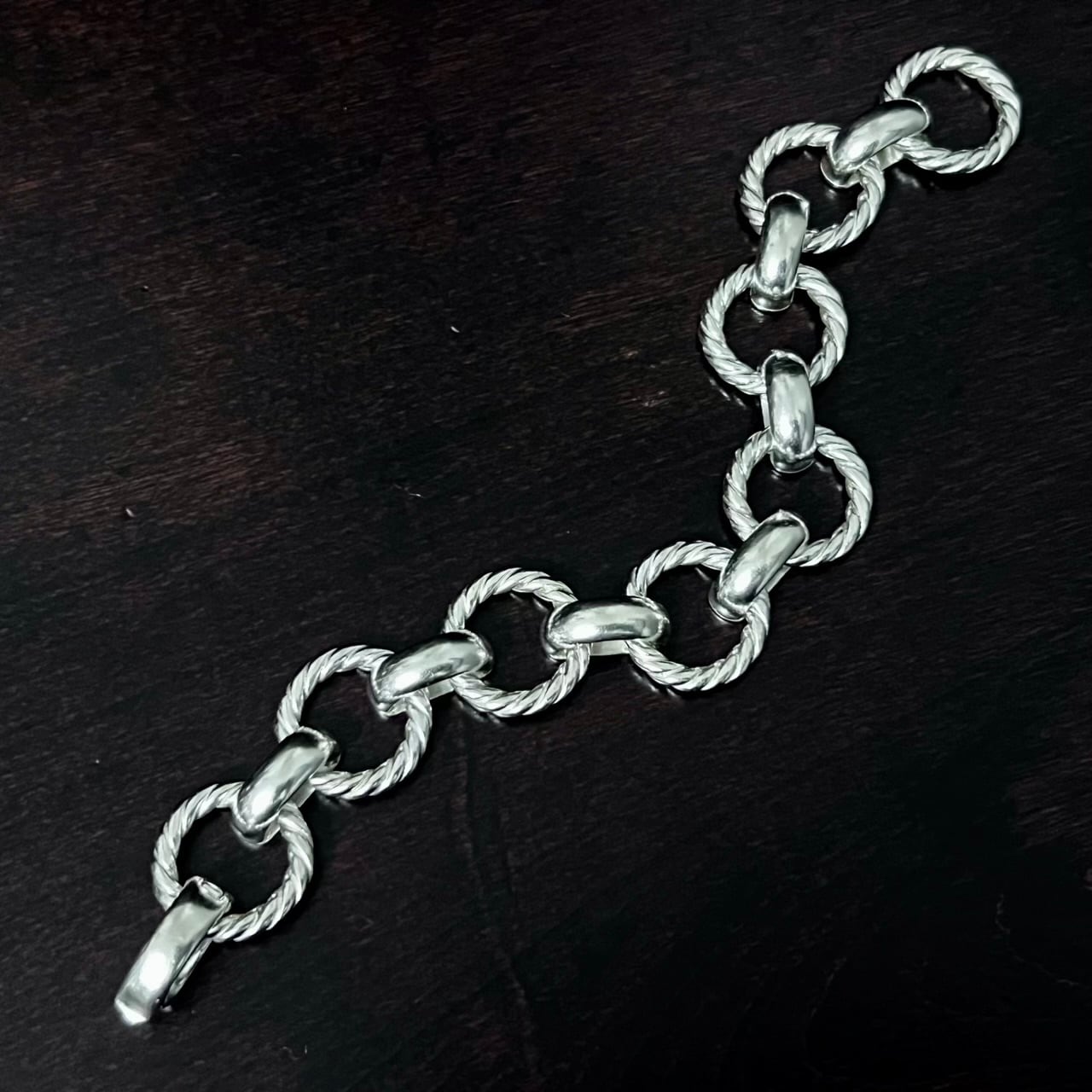VINTAGE TIFFANY & CO. Twist Circle Link Bracelet Sterling Silver