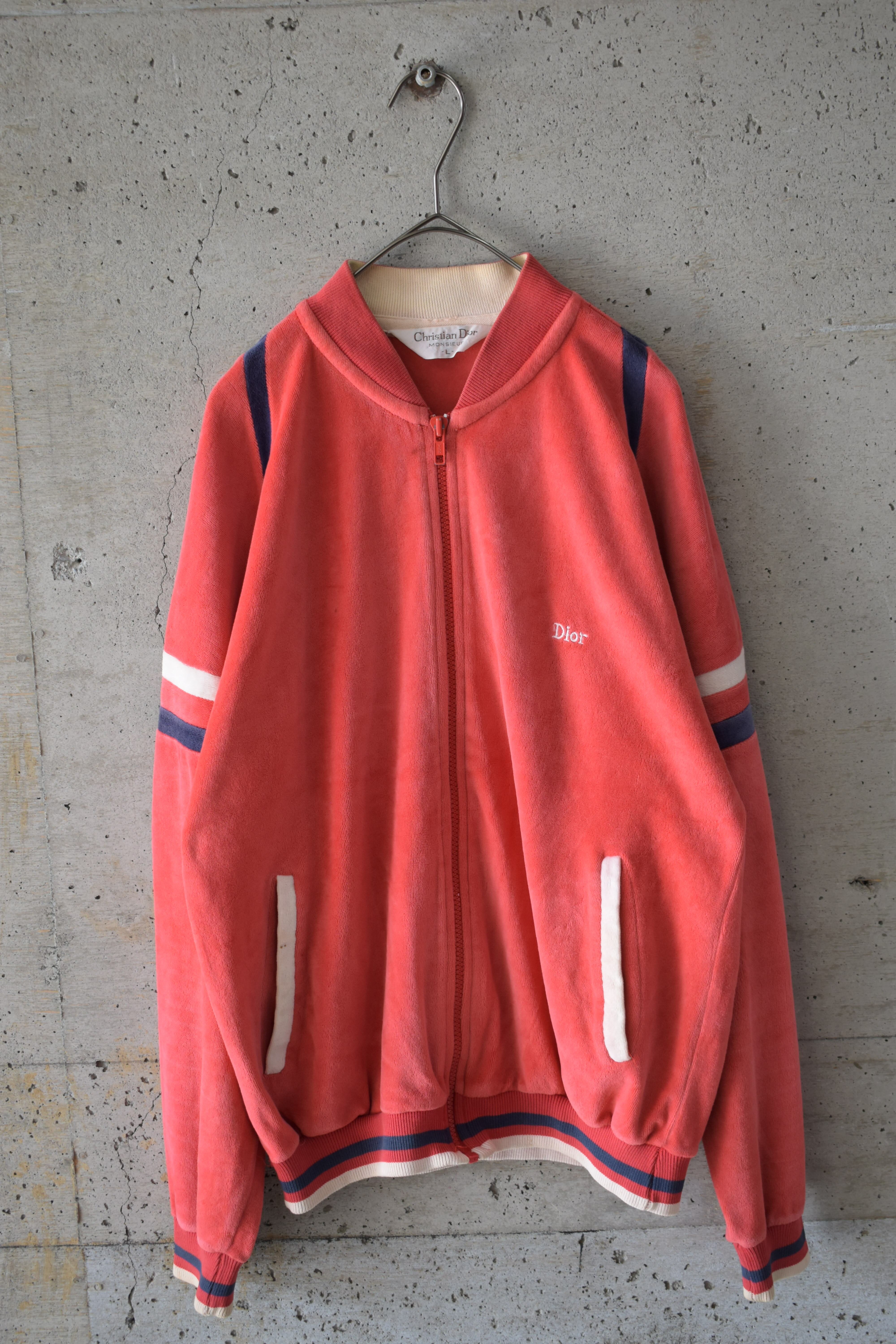 Coral pink terry cloth zip-up jacket