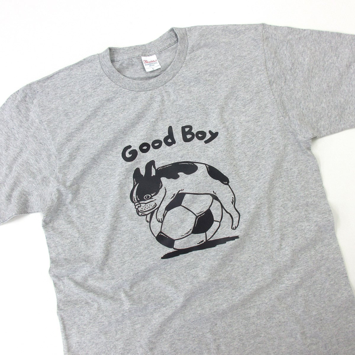 サッカーボール遊び Good Boy フレブル Tシャツ dog70 犬 ブヒ フレンチブルドッグ 服 ゆるい ユニーク イラスト おもしろ Tシャツ