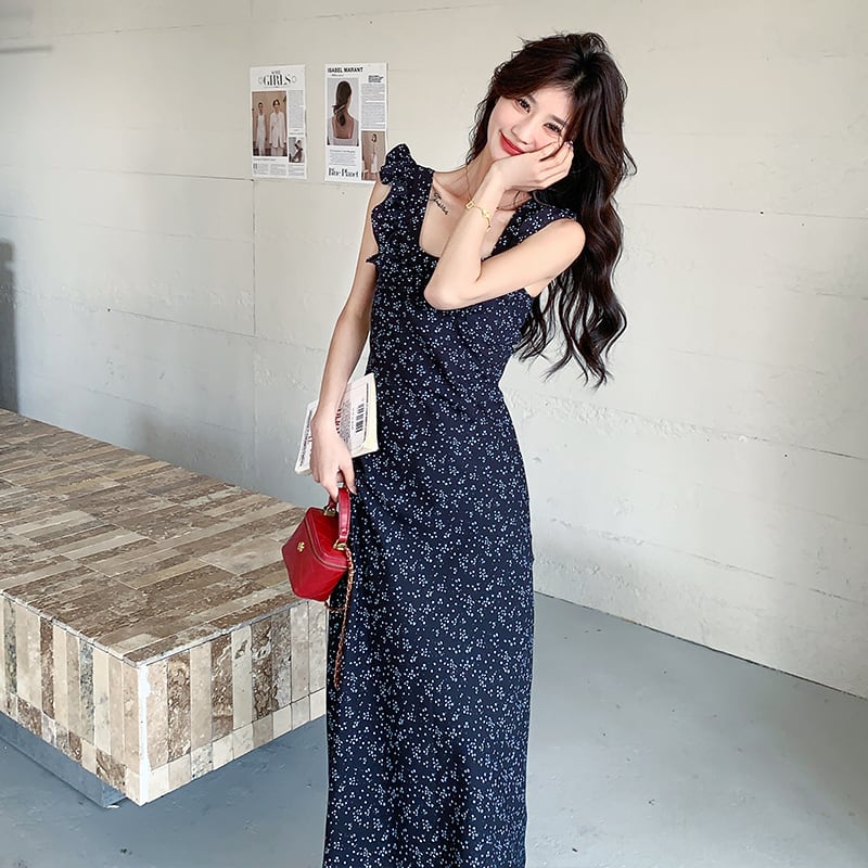 【dress】花柄ノースリーブワンピース Q6232