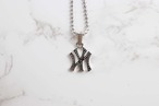 NY Yankees Medium Iced Out Pendant Necklace SILVER