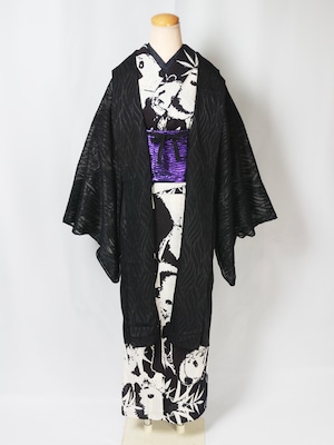 【即納品】Rumi Rock羽織　シフォンリーフ　ブラック　[ B1248 B1249]