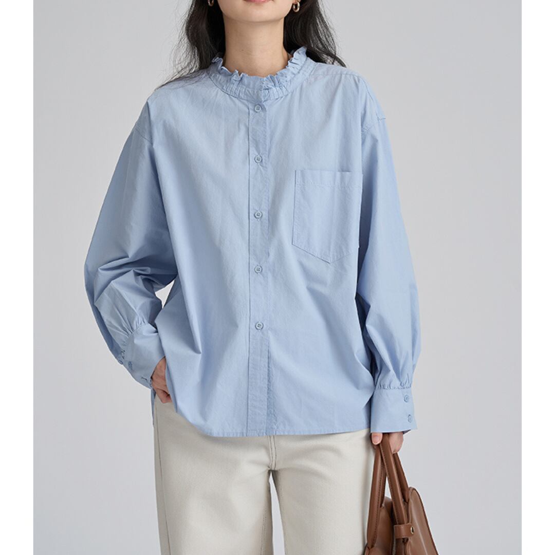 solid collar round neck shirt
