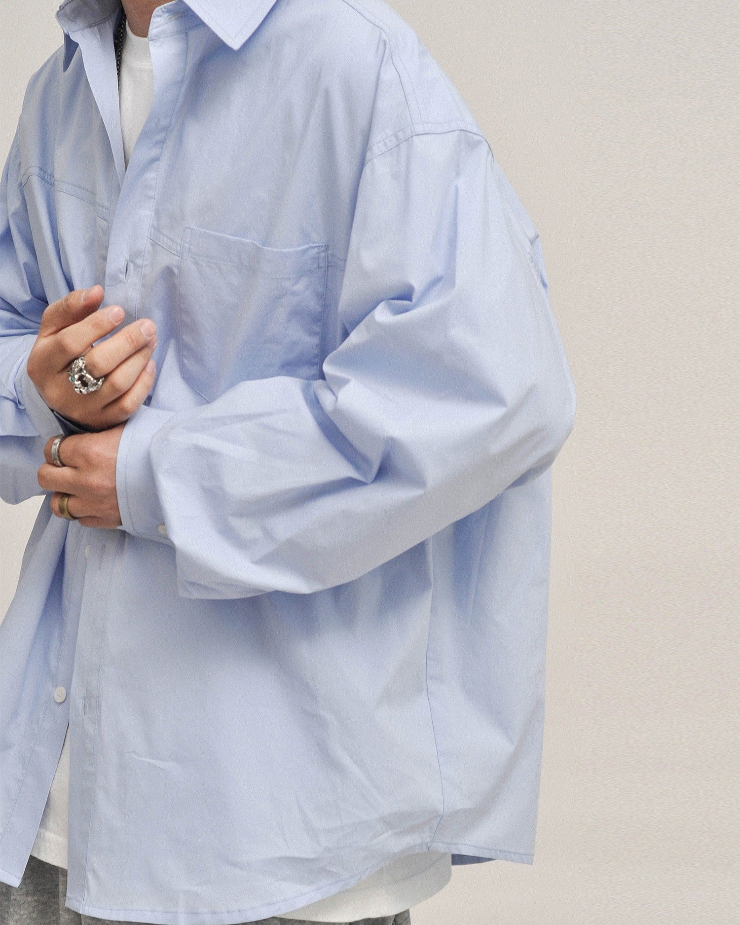 Button Front Long Sleeve Oversized Shirt x01032 | XPOSE