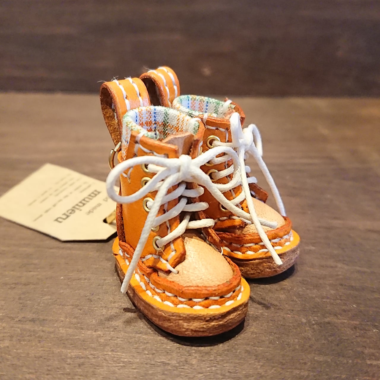 ミニチュアブーツ【編み上げ】 orange × natural | munieru