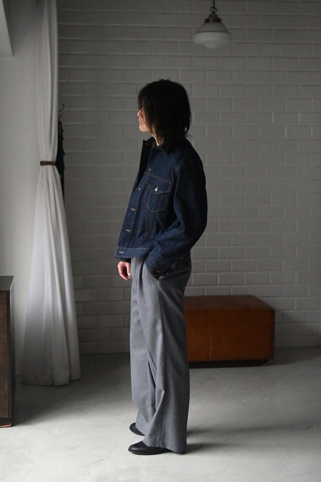 Cale / Cotton Silk Denim Jacket (Blue)