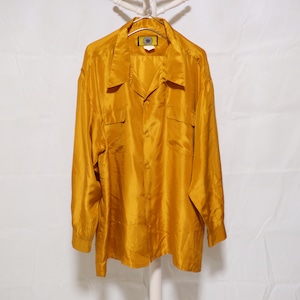 Open Collar Silk Shirt Mustard