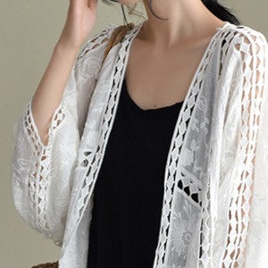 透かし柄コットンカーディガン A00291