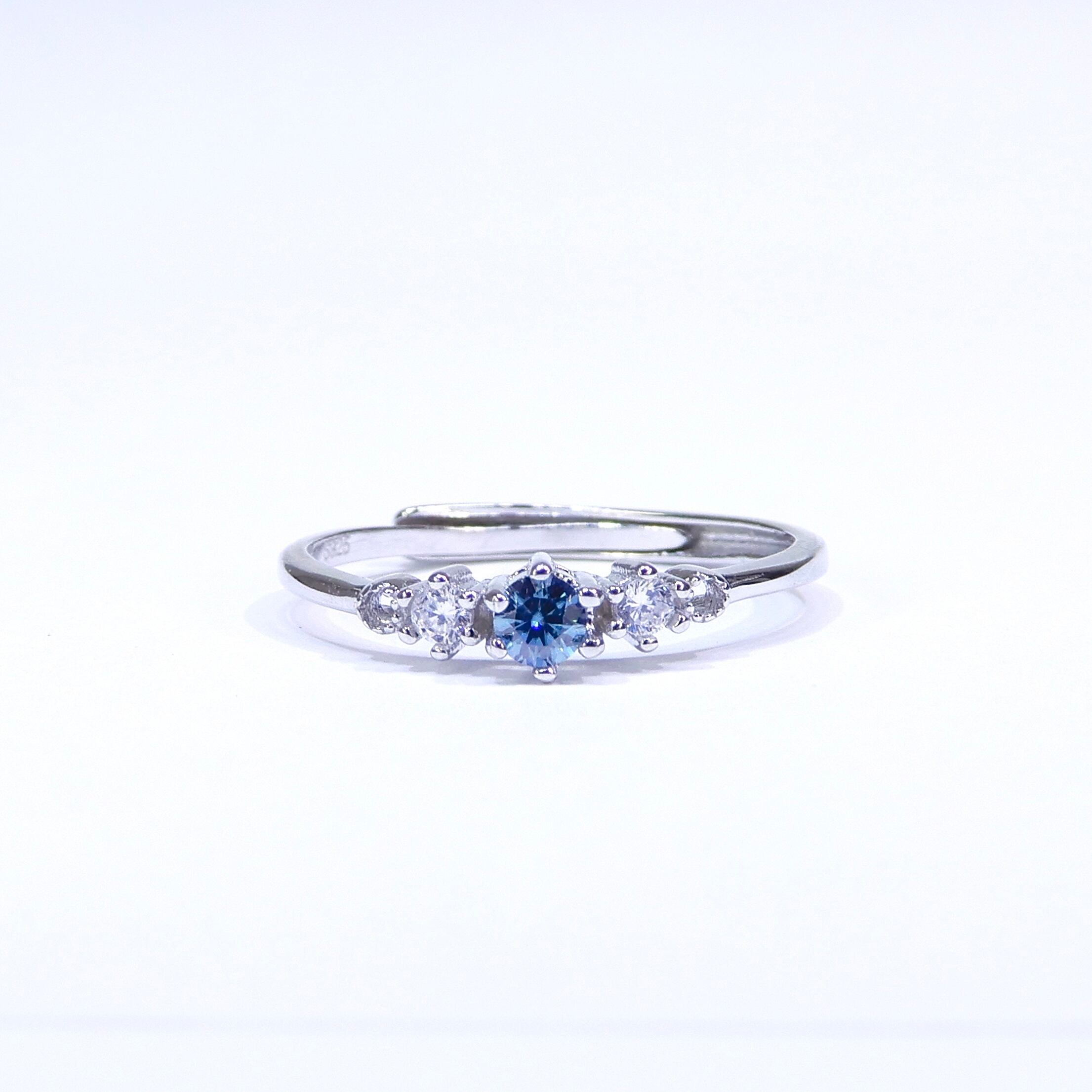 プラいちRing♦︎モアサナイト(ブルー)♦︎WGカラー《0120》