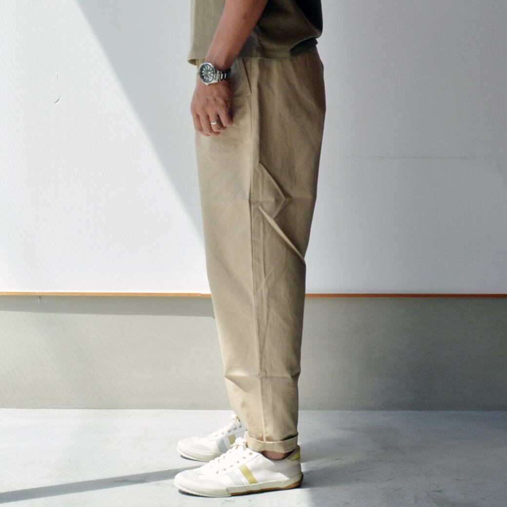 リネン RINEN 40/2ギャバ ワンタックイージーパンツ(R43007)ベージュ(06)