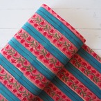 ブロックプリント生地【50cm単位】インド綿 ストライプ柄 青×ピンク×赤 #17127-BL2