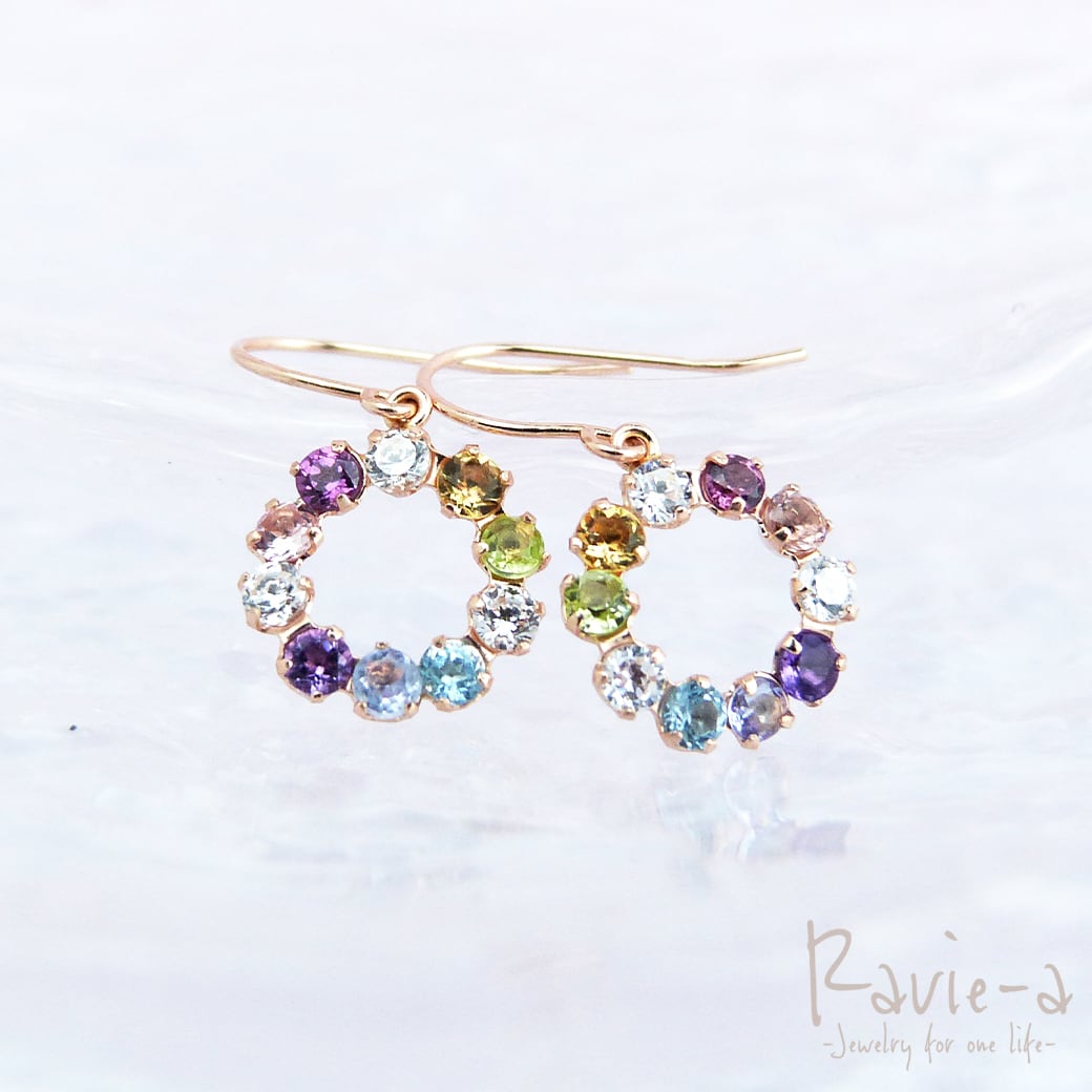 K10アミュレット天然石サークルフックピアス | Ravie-a