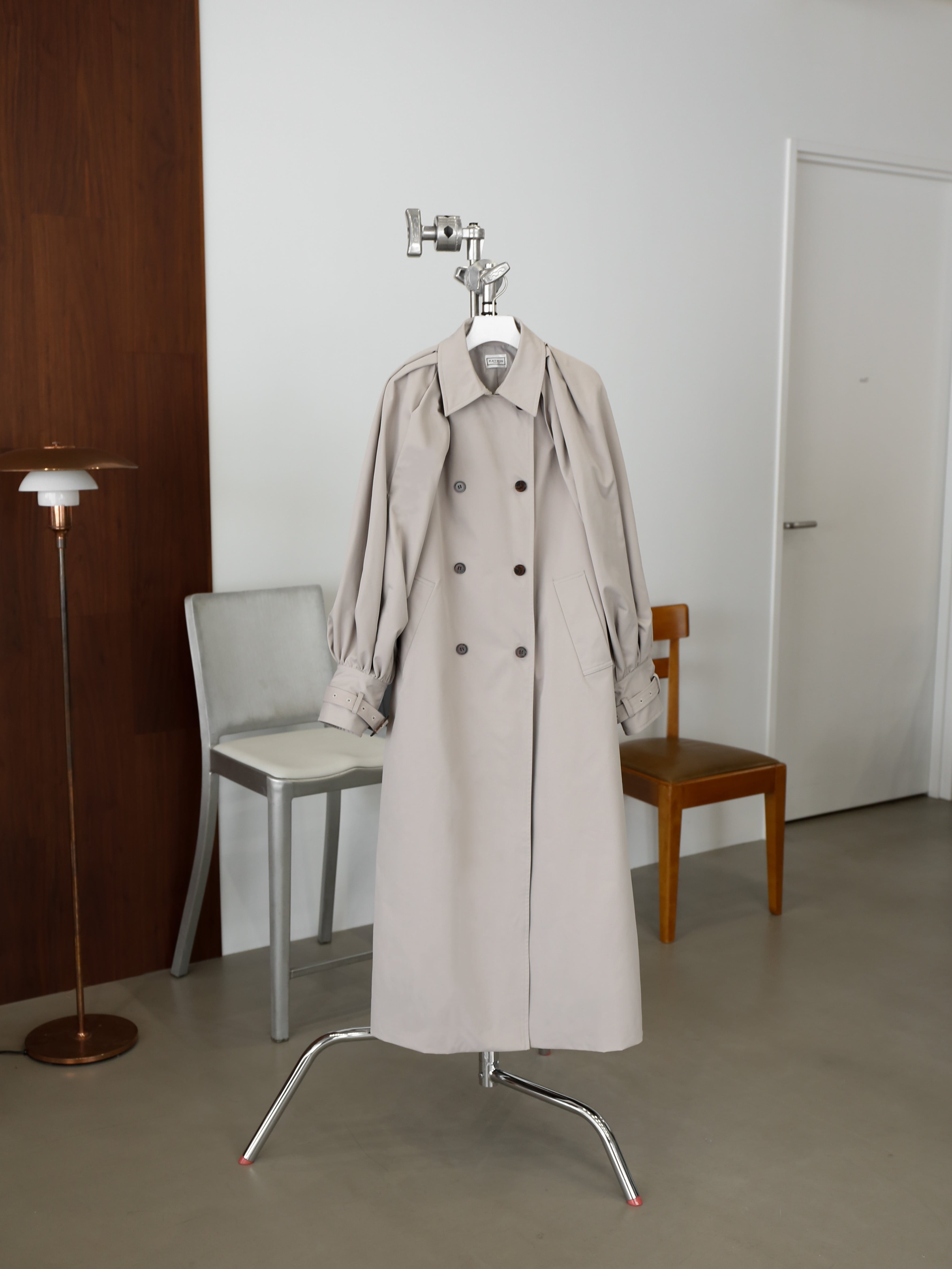 2way balloon sleeve long trench coat（cement） | Cara by