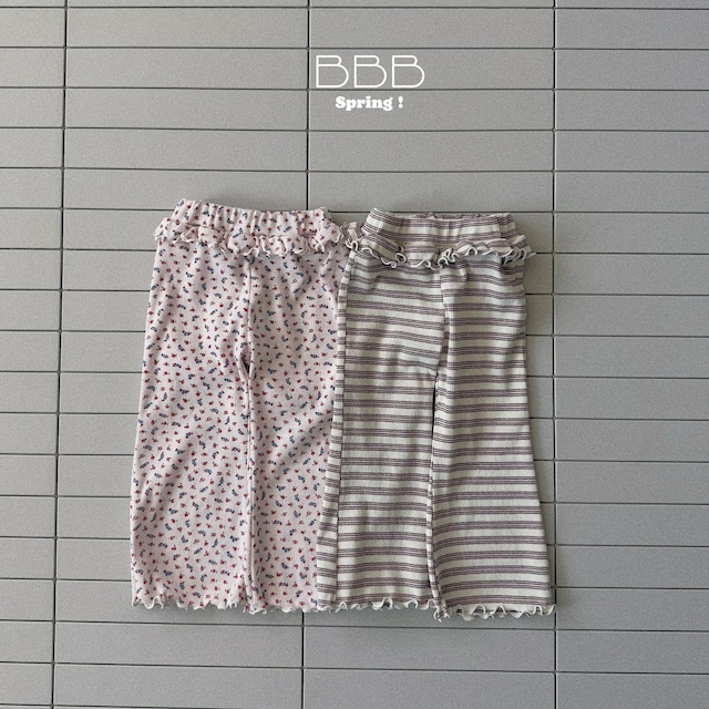 【取寄】bella bambina|rib nallari pants (flower)|リブナラリパンツ(フラワー)|XS-XL|kids|26 spring