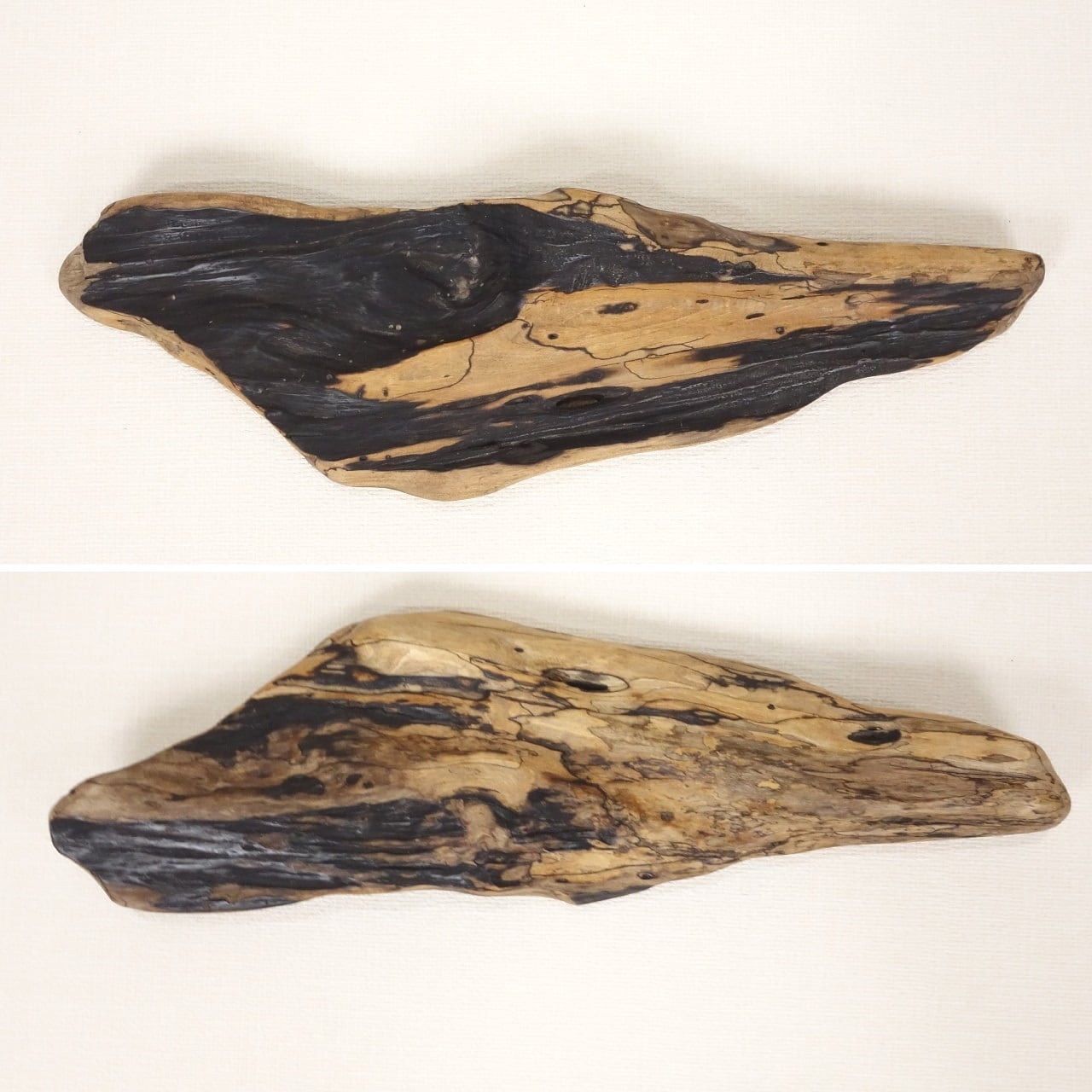 流木の形状 木製置物 黒い台座付き