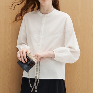 embroidery stand collar blouse