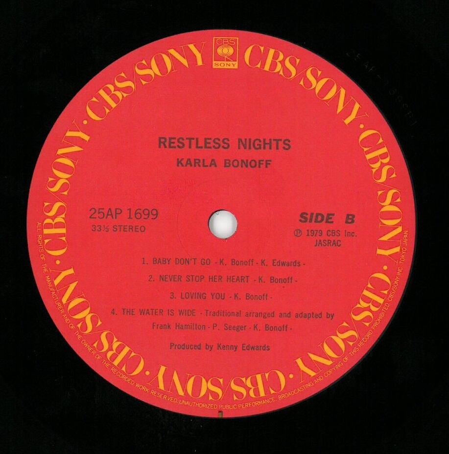 KARLA BONOFF / RESTLESS NIGHTS (LP) 日本盤 | PAY ID