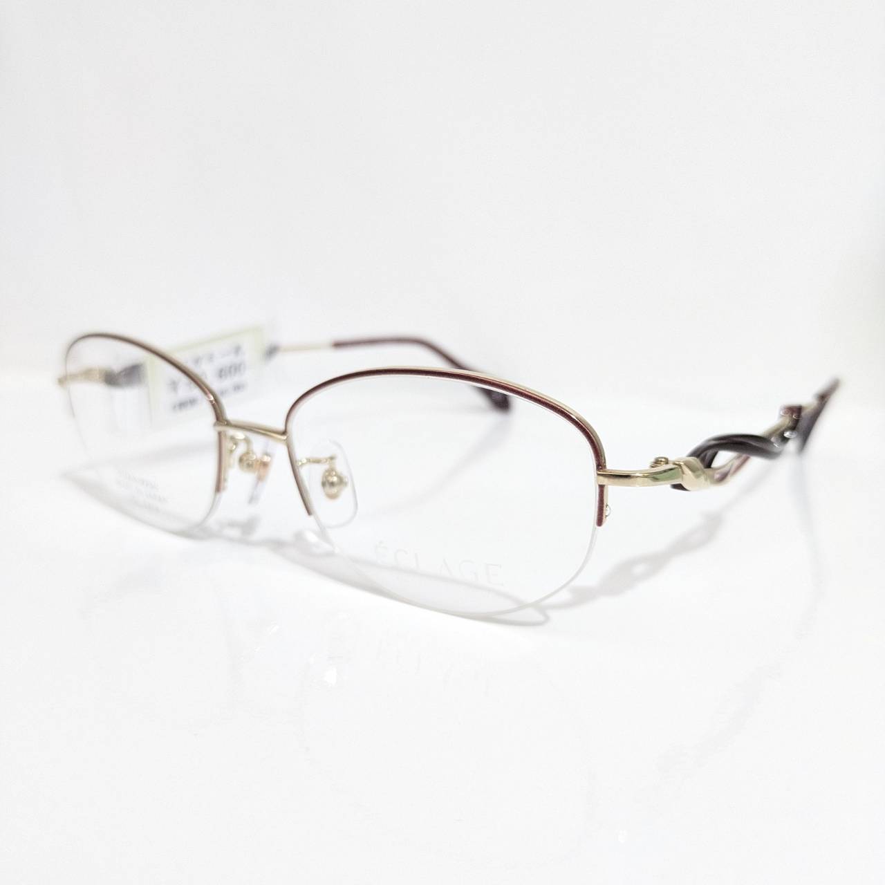 【ECLAGE】オーバルナイロールフレーム レッド・ゴールド