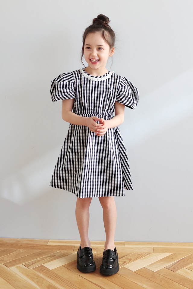 CLOVER PUFF DRESS BLACK 6Y-8Y