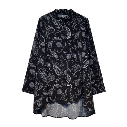 【最新作】ダブルペーズリープリント チュニックブラウス【264-1115】Double Paisley Print Tunic Blouse