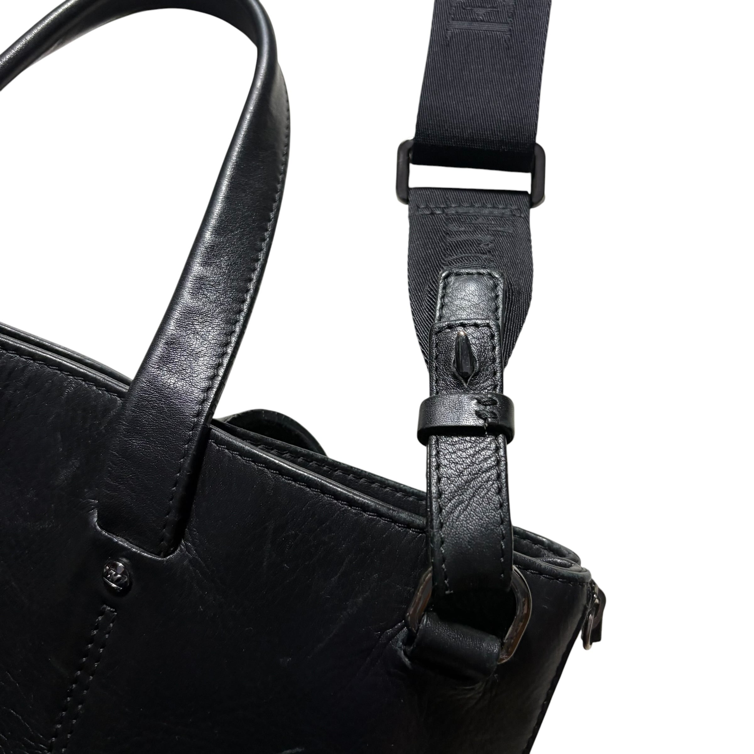 ERMENEGILDO ZEGNA black leather tote bag | NOIR ONLINE