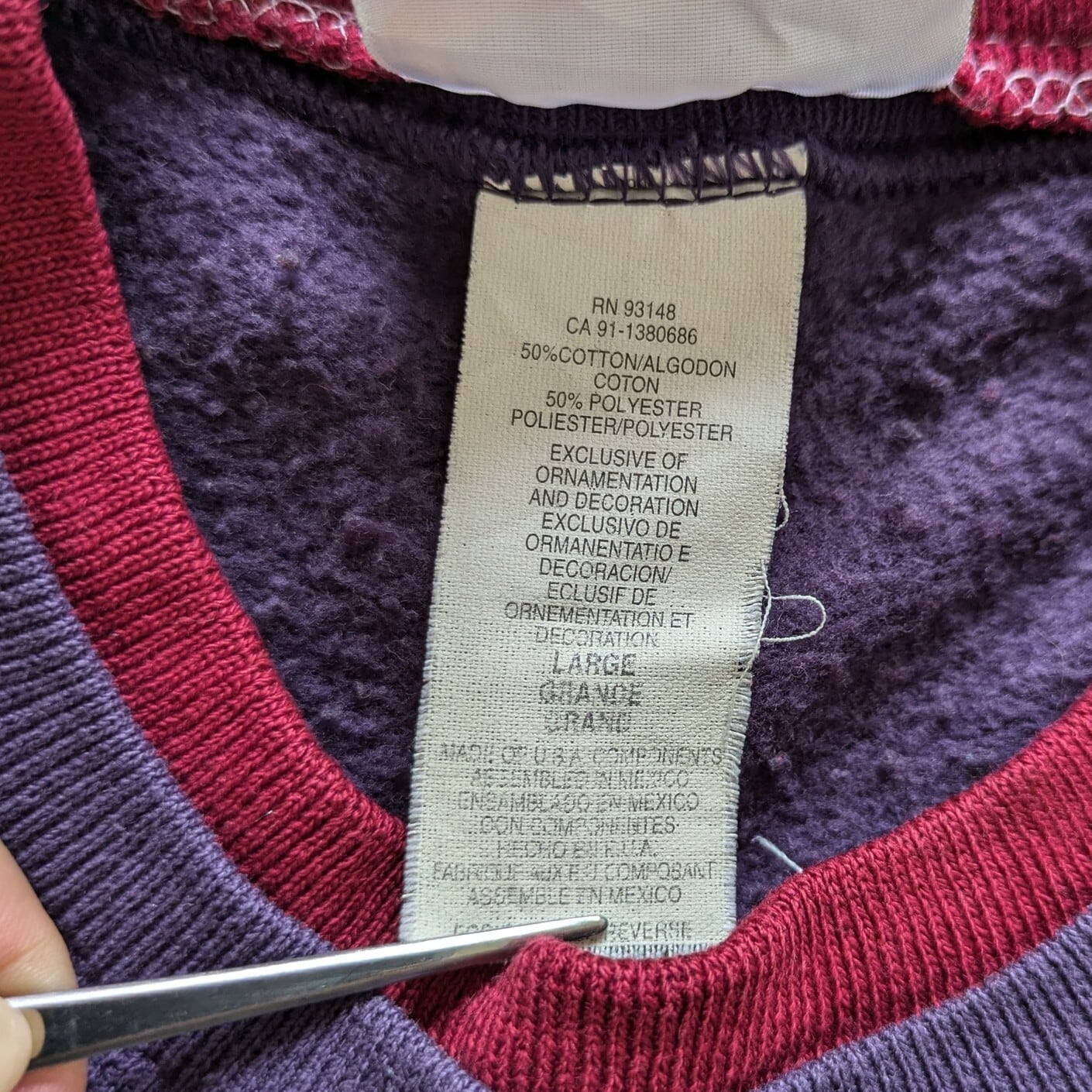 90s【Morning Sun】ビンテージスウェット 鳥とベリー 紫×エンジ サイズ