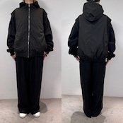 【受注予約:3月上旬入荷予定】異素材ドッキングフーディーvest/ブラック