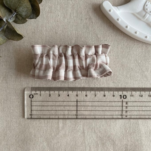 【Sサイズ】ギンガムチェックのふんわり手帳バンド/さわやかブルー