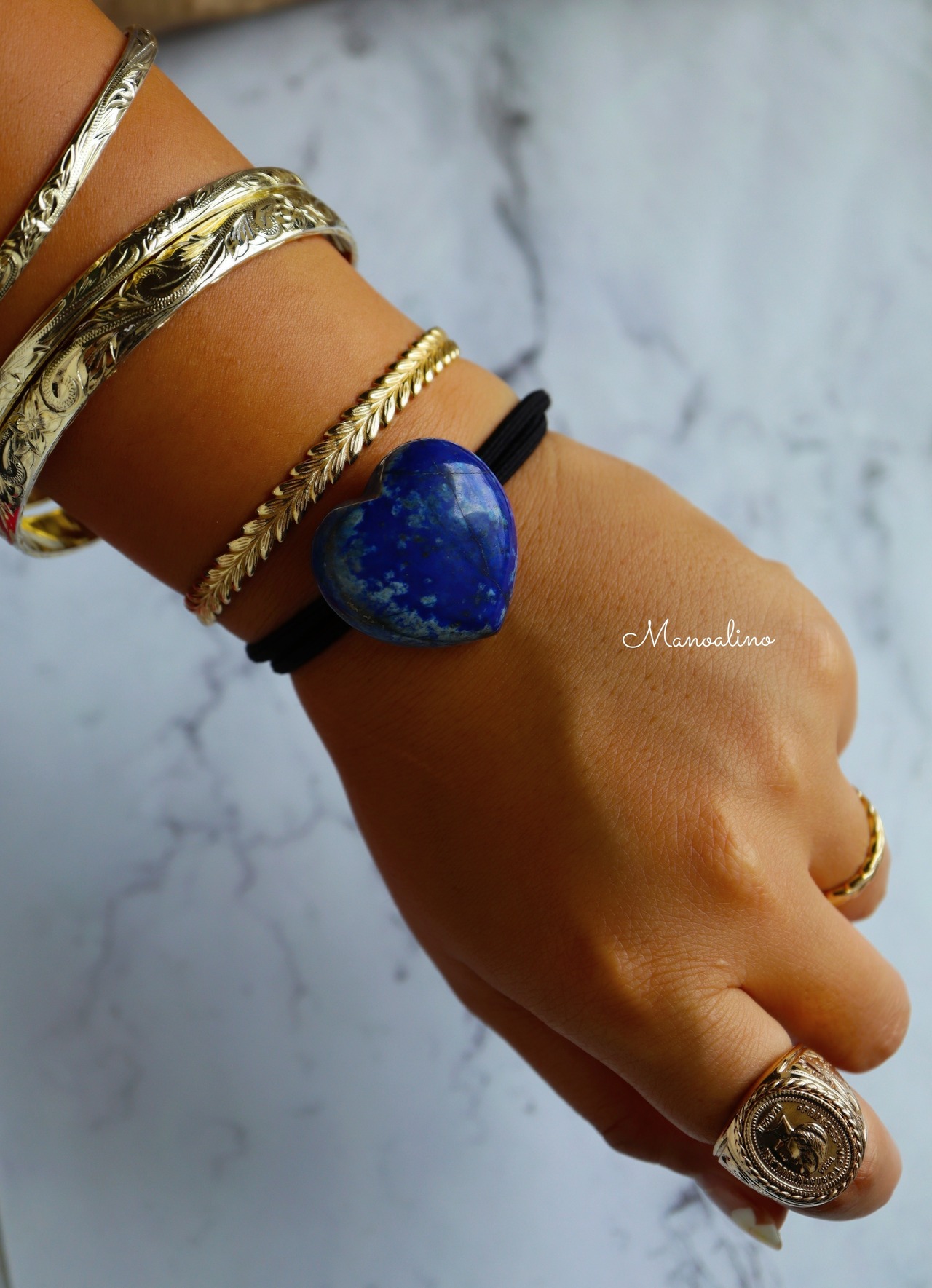 Pu'uwai Heart lapis lazuli hair accessory(ハートラピスラズリヘアゴム)